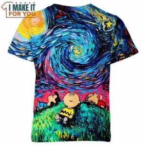 Peanuts And Friends Starry Night Van Gogh 3D T-Shirt