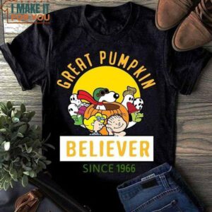 Snoopy Great Pumpkin Believer Since 1966 Black T Shirt, Snoopy Birthday Gift Ideas