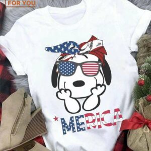 Independence Day Merica Snoopy Dog Us Flag Cute Design For Snoopy Lover Shirt