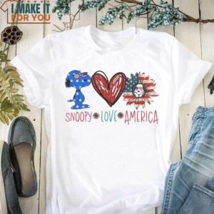 Snoopy Love America White T-Shirt, Snoopy Themed Gifts and Merchandise