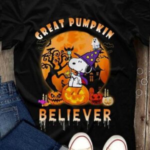 Halloween Snoopy Witch Great Pumpkin Believer Shirt, Halloween Gift Idea for Snoopy Fan