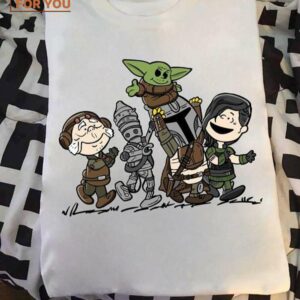 Friends Aged Peanuts Snoopy & Yoda Star Wars T-shirt, Movie Fans Halloween Gift