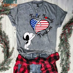 Snoopy Heart Usa Flag Faith Family Freedom T-Shirt, Top-Rated Snoopy Gifts Collection