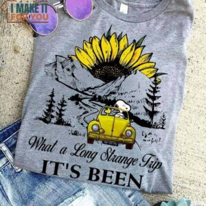 What A Long Strange Trip It’s Been Snoopy Camping Love Sunflower Shirt, Peanuts Snoopy Gifts