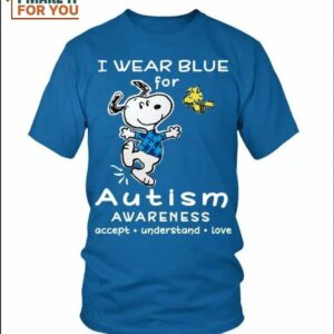 I Wear Blue For Autism Awareness Accept Understand Love Snoopy T-Shirt, Snoopy Gifts for Kids and Adults