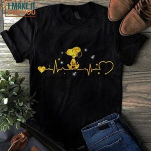 Snoopy Gold Heartbeat T-Shirt, Adorable Snoopy Gifts for All Ages