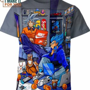 Son Goku And Vegeta Nike  Dragon Ball Z Shirt, Unique 3D Goku T-Shirt for Anime Fans