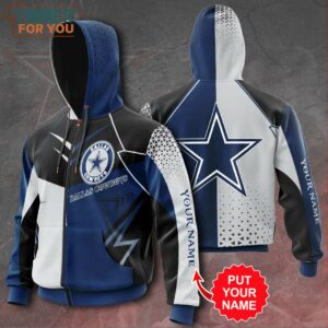 Personalized Dallas Cowboys Zip-Up Hoodie, Dallas Cowboys Gifts for Football Lovers