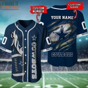 Dallas Cowboys Personalized Logo Art Baseball Jersey, Gifts for Dallas Cowboy Fans