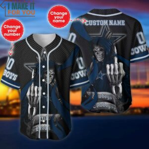 Dallas Cowboys Personalized Death Skull Baseball Jersey, Dallas Cowboys Fan Gear