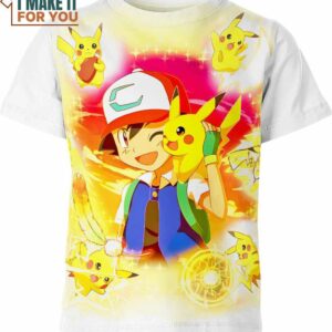 Ash Ketchum and Pikachu Pokemon Shirt, Top Pokemon Gifts for Adults
