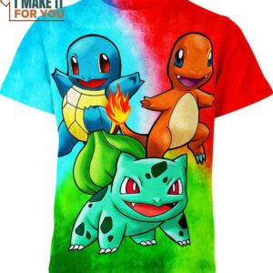 Charmander Squirtle Bulbasaur Pokemon Shirt, Pokemon Gifts for Men