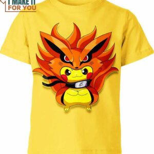 Kurama Naruto x Pikachu Pokemon Shirt, Exclusive Pokemon Birthday Gifts