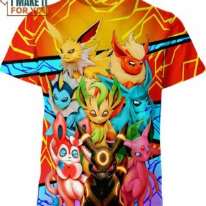 Eevee Evolution Pokemon Shirt, 3D Tee for Pokemon Lovers