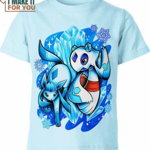 Glaceon x Frosslass Pokemon Shirt, Vibrant Pokemon Tee for Fans