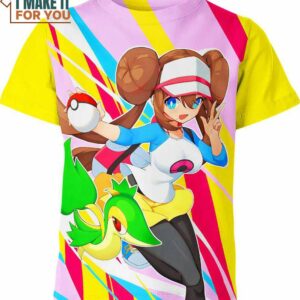 Rosa And Snivy Pokemon Shirt, Unique 3D Pokemon T-Shirt for Anime Fans