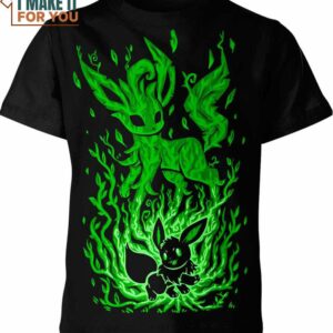 Eevee And Leafeon Pokemon Shirt, Stylish Pokemon 3D Printed Tee