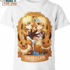 Traveler x Eevee Genshin Impact and Pokemon Shirt, Perfect Present for Pokemon Fans
