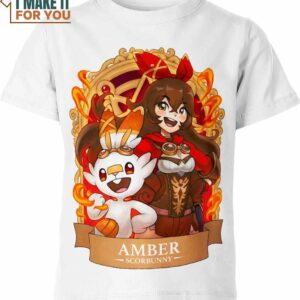 Amber x Scorbunny Genshin Impact and Pokemon Shirt, Choose the Best Pokemon Gifts for Your Loved Ones