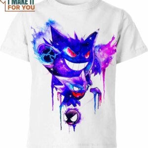 Gengar Haunter Gatsly Water Color Art Pokemon Shirt, Adorable Pokemon Shirts