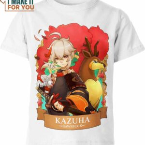 Kazuha Genshin Impact and Pokemon Shirt, Unique 3D Pokemon T-Shirt for Anime Fans