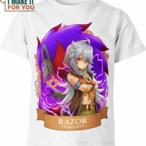 Razor Genshin Impact and Pokemon Shirt, Vibrant Pokemon Tee for Fans