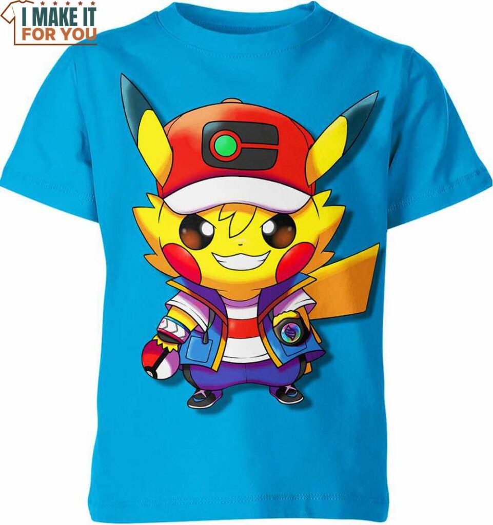 Ash Ketchum x Pikachu Funny Pokemon Shirt, Top Pokemon Gifts for Adults