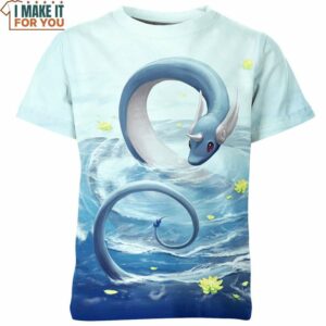 Dragonair In Sea Pokemon 3D Shirt, Vibrant Pokemon Tee for Fans