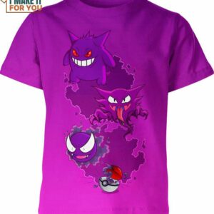 Gengar Haunter Gastly 3D Design Pokemon Shirt, Gifts for Pokemon Lovers