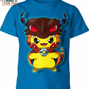 Greymon Digimon x Pikachu Pokemon Shirt, Perfect Birthday Gift for Pokemon Fans