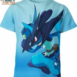 Lucario Classic Design Pokemon Shirt, Stylish Pokemon 3D Printed Tee