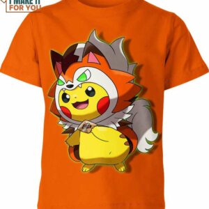 Lycanroc x Pikachu Pokemon Shirt, Pokemon 3D Tee for Anime Lovers
