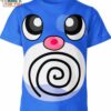 Poliwag Funny Face Pokemon Shirt, Unique 3D Pokemon T-Shirt for Anime Fans