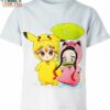 Zenitsu And Nezuko Demon Slayer X Pokemon Shirt, Stylish Pokemon 3D Printed Tee