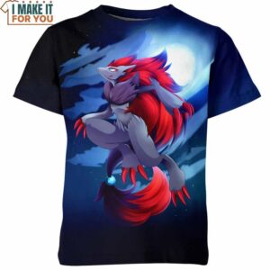 Zoroark Full 3D Printed Pokemon Shirt, Pokemon 3D Tee for Anime Lovers