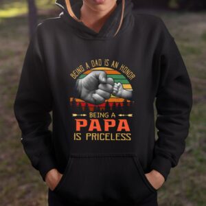 Being A Dad is An Honor Being A Papa is Priceless Vintage Sunset Family Shirt Fathers Day Surprise Ideas 2