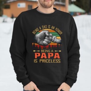Being A Dad is An Honor Being A Papa is Priceless Vintage Sunset Family Shirt Fathers Day Surprise Ideas 4