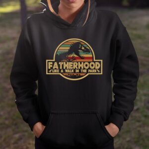 Fatherhood Like A Walk In The Park Retro Vintage Shirt Father's Day Gift for T Rex Dinosaur Dad 4
