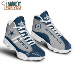 NFL Dallas Cowboys America Team Grey Dark Blue Air Jordan 13 Shoes Dallas Cowboys Sport Sneaker for Fan 2