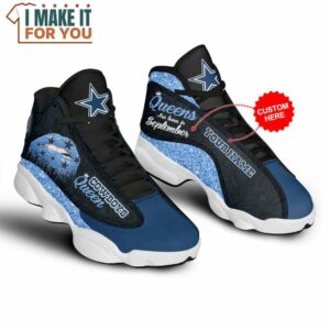 NFL Dallas Cowboys Custom Name Queens Are Born In Month Air Jordan 13 Shoes Womens Dallas Cowboys Shoes 2