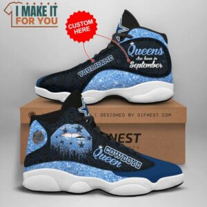 NFL Dallas Cowboys Custom Name Queens Are Born In Month Air Jordan 13 Shoes Womens Dallas Cowboys Shoes 3