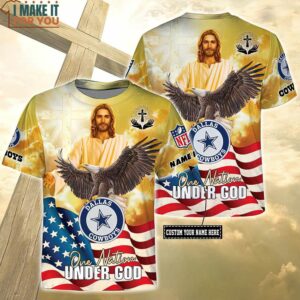 NFL Dallas Cowboys Custom Name One Nation Under God 3D T-Shirt, Cowboys Gifts for Football Lovers