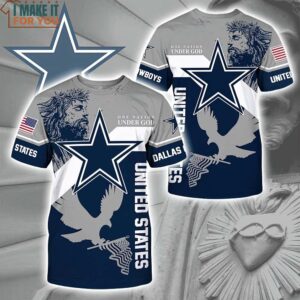NFL Dallas Cowboys Custom Name One Nation Under God 3D T-Shirt, Dallas Cowboys Gifts for Superfans