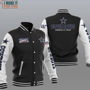 NFL Dallas Cowboys Black White America Team Baseball Jacket, Dallas Cowboys Gift