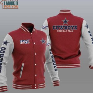 NFL Dallas Cowboys Brown Grey America Team Baseball Jacket, Gifts For Dallas Cowboys Fans