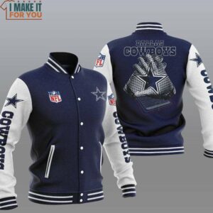 NFL Dallas Cowboys Dark Blue Football Receiver Gloves Baseball Jacket, Unique Cowboys Gift