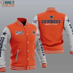 NFL Dallas Cowboys Orange Grey America Team Baseball Jacket, Dallas Cowboys Gifts for Holidays