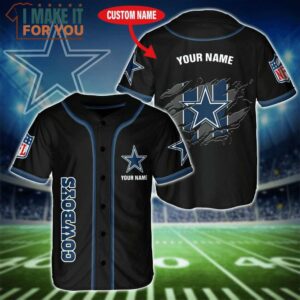 NFL Dallas Cowboys Custom Name Black Scratch Baseball Jersey, Dallas Cowboys Gift Ideas