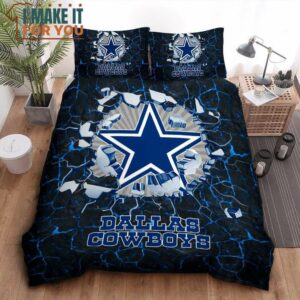Dallas Cowboys Broken Dark Blue Stone Bedding Set, Unique Dallas Cowboys Gifts