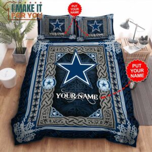 Dallas Cowboys Custom Name Celtic Symbols Bedding Set, Personalized Cowboys Gifts